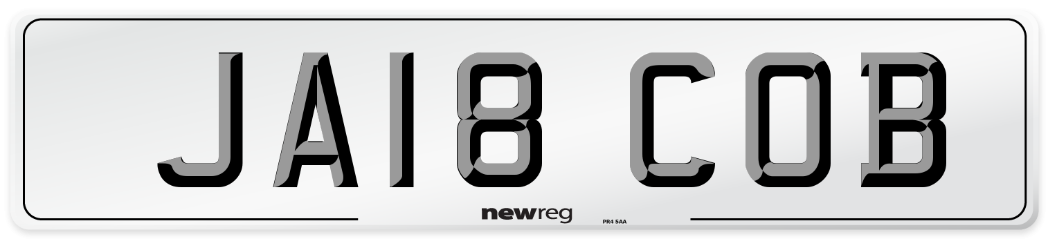 JA18 COB Number Plate from New Reg